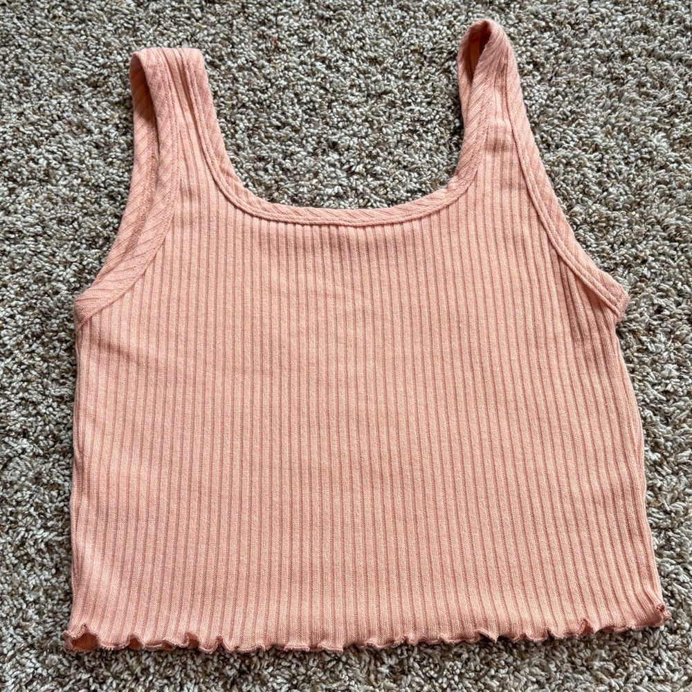 NWT Ribbed Blush Peach Cardigan & Cropped Tank Top Matching Two Piece Set Size M - Picture 5 of 11